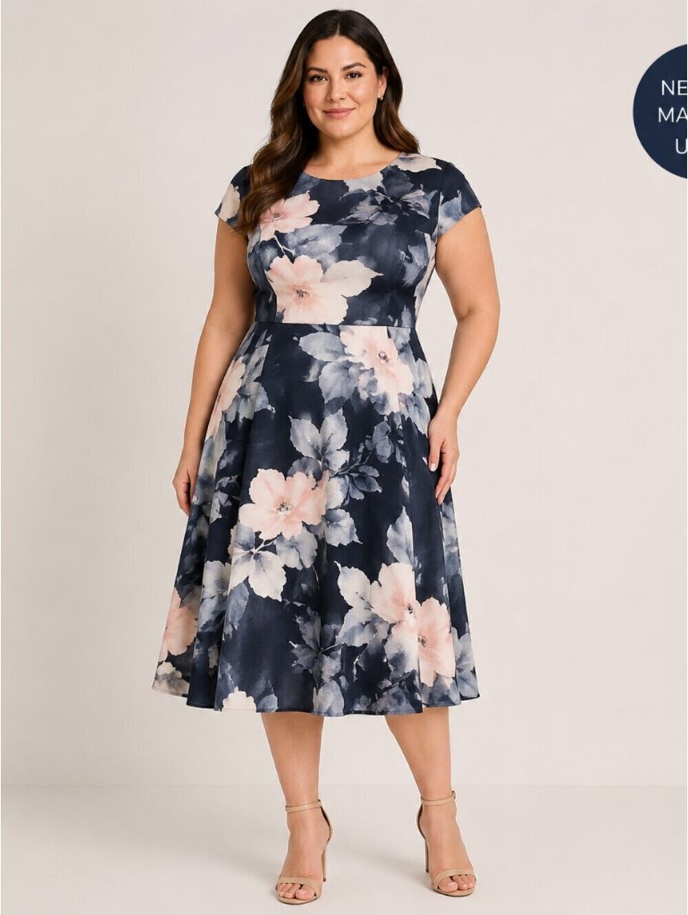 12 | Neiman Marcus | Navy blush watercolor-floral dress
